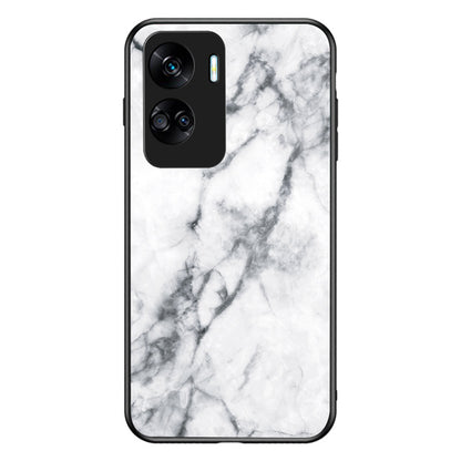 For Honor 90 Lite 5G Marble Pattern Anti-drop Phone Case PC+TPU+Tempered Glass Cover