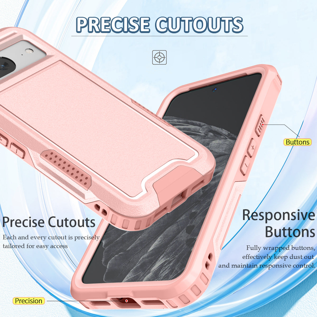 Style F1 For Google Pixel 8 Drop-proof Back Case PC+TPU Anti-scratch Phone Cover