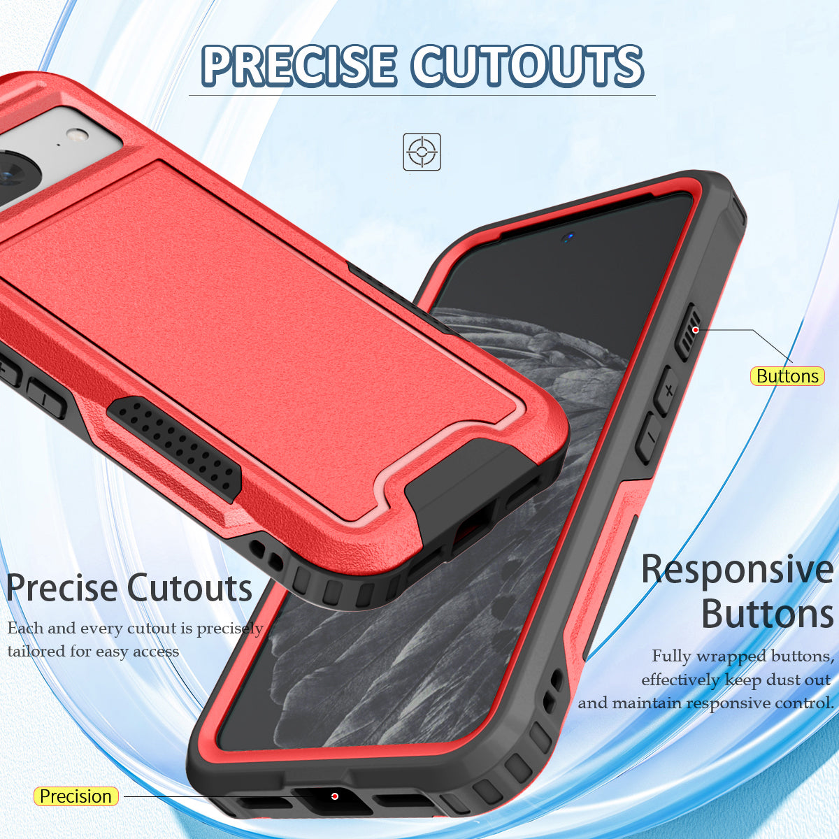 Style F1 For Google Pixel 8 Drop-proof Back Case PC+TPU Anti-scratch Phone Cover