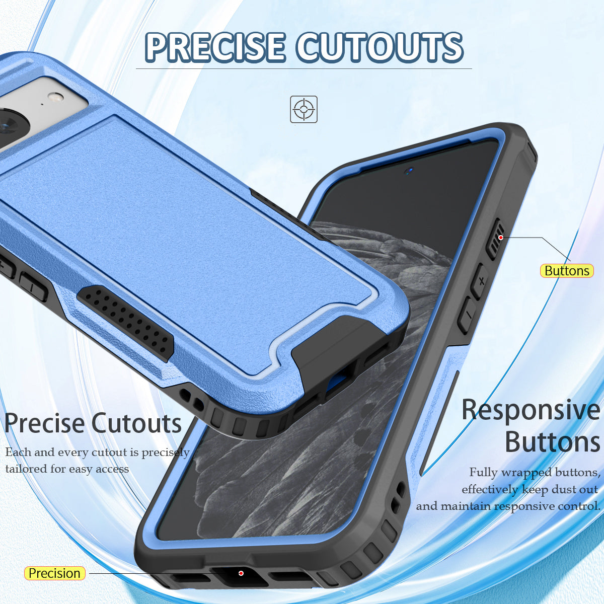 Style F1 For Google Pixel 8 Drop-proof Back Case PC+TPU Anti-scratch Phone Cover