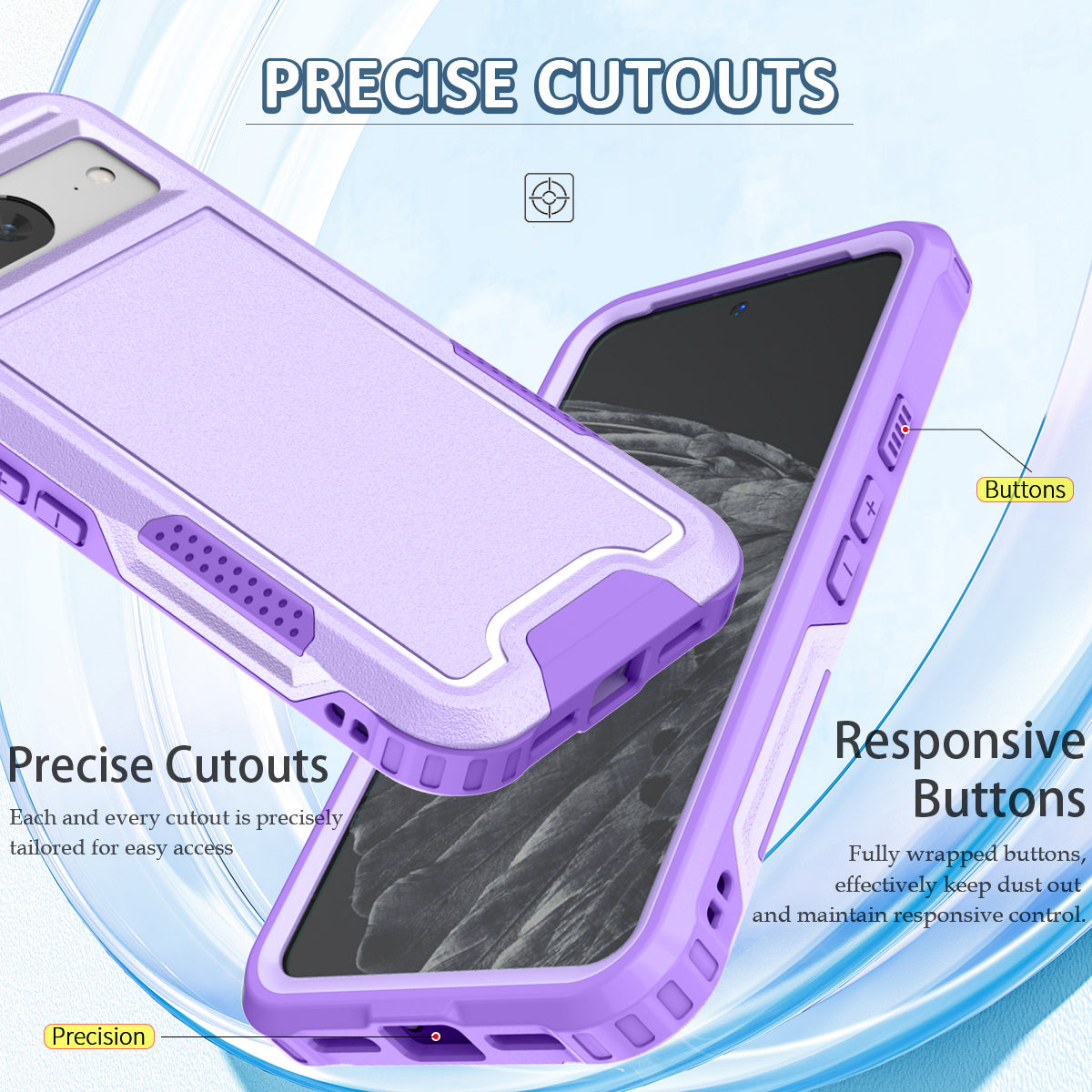 Style F1 For Google Pixel 8 Drop-proof Back Case PC+TPU Anti-scratch Phone Cover