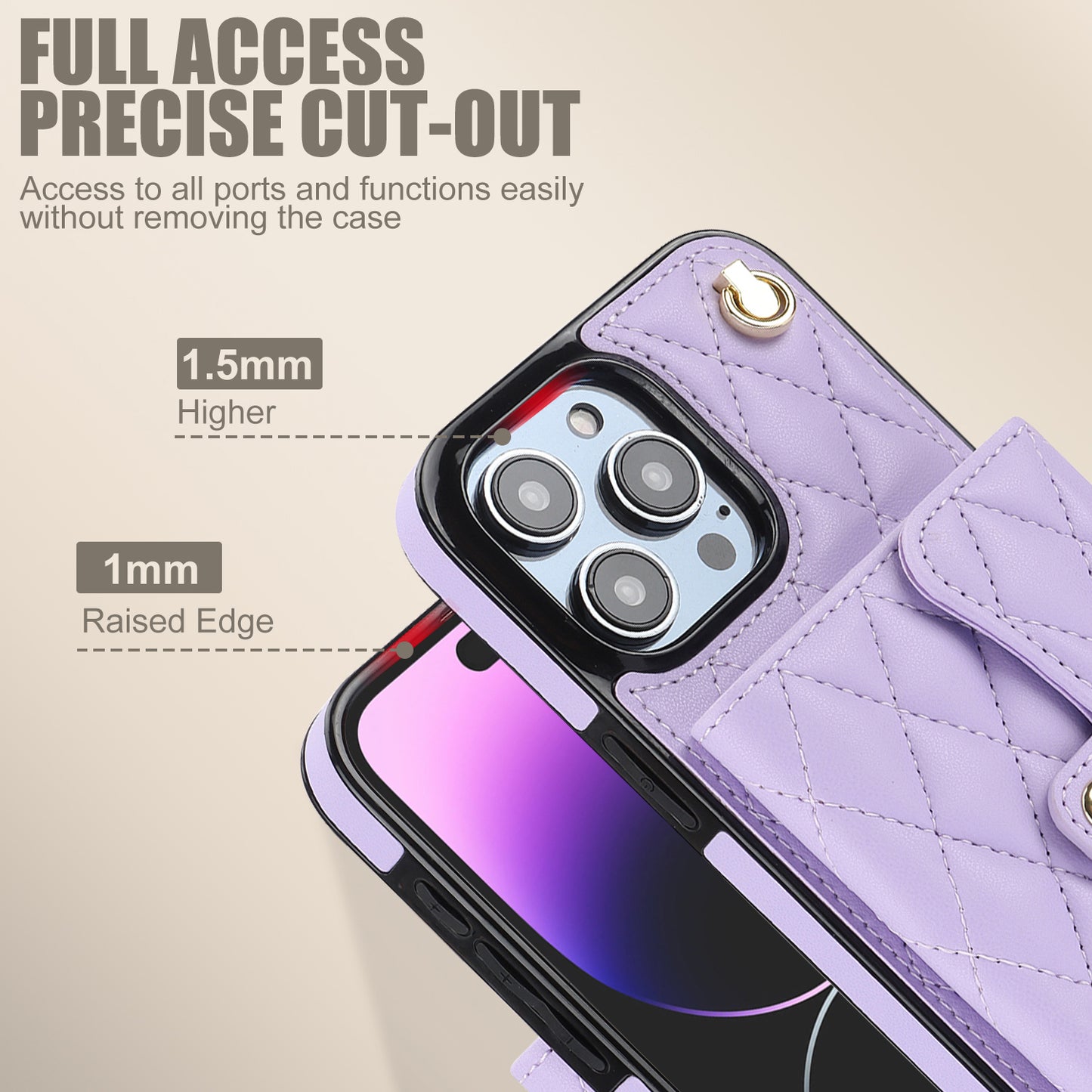 026 For iPhone 15 Pro Max PU Leather+TPU Kickstand Cover RFID Blocking Card Slots Phone Case with Short and Long Straps