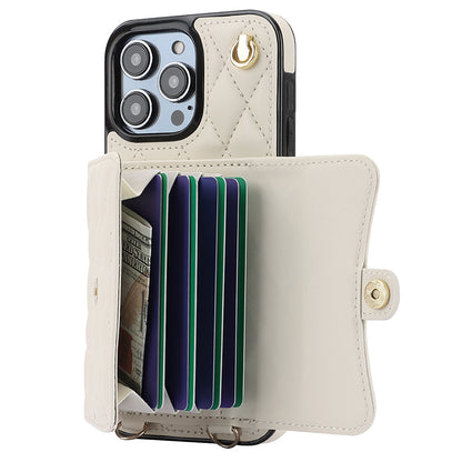 026 For iPhone 15 Pro Max PU Leather+TPU Kickstand Cover RFID Blocking Card Slots Phone Case with Short and Long Straps