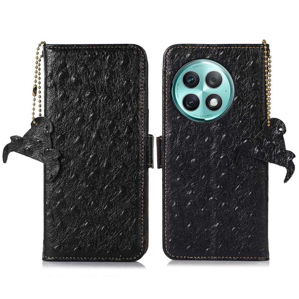 RFID Blocking Phone Case for OnePlus Ace 2 Pro 5G , Genuine Cow Leather Cover with Wallet Stand