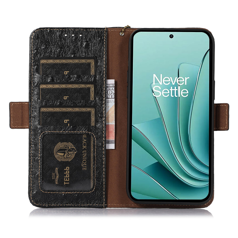 RFID Blocking Phone Case for OnePlus Ace 2 Pro 5G , Genuine Cow Leather Cover with Wallet Stand