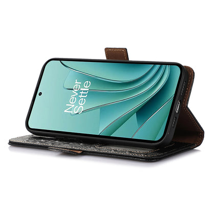 RFID Blocking Phone Case for OnePlus Ace 2 Pro 5G , Genuine Cow Leather Cover with Wallet Stand
