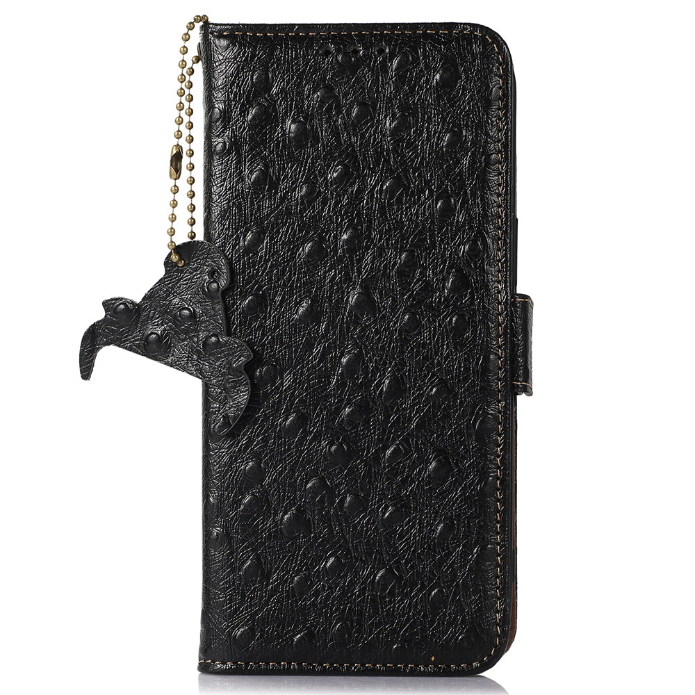 RFID Blocking Phone Case for OnePlus Ace 2 Pro 5G , Genuine Cow Leather Cover with Wallet Stand