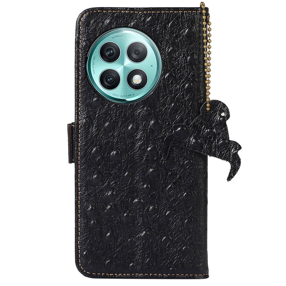 RFID Blocking Phone Case for OnePlus Ace 2 Pro 5G , Genuine Cow Leather Cover with Wallet Stand