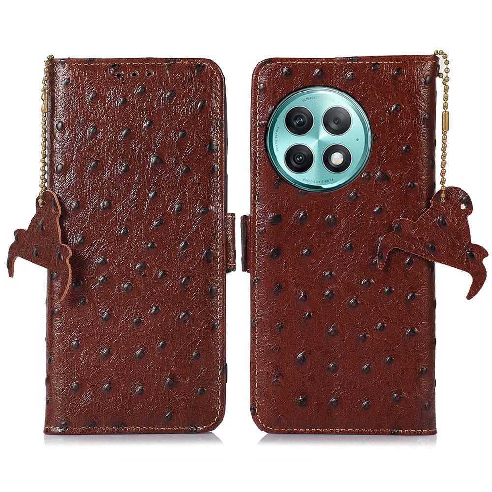 RFID Blocking Phone Case for OnePlus Ace 2 Pro 5G , Genuine Cow Leather Cover with Wallet Stand