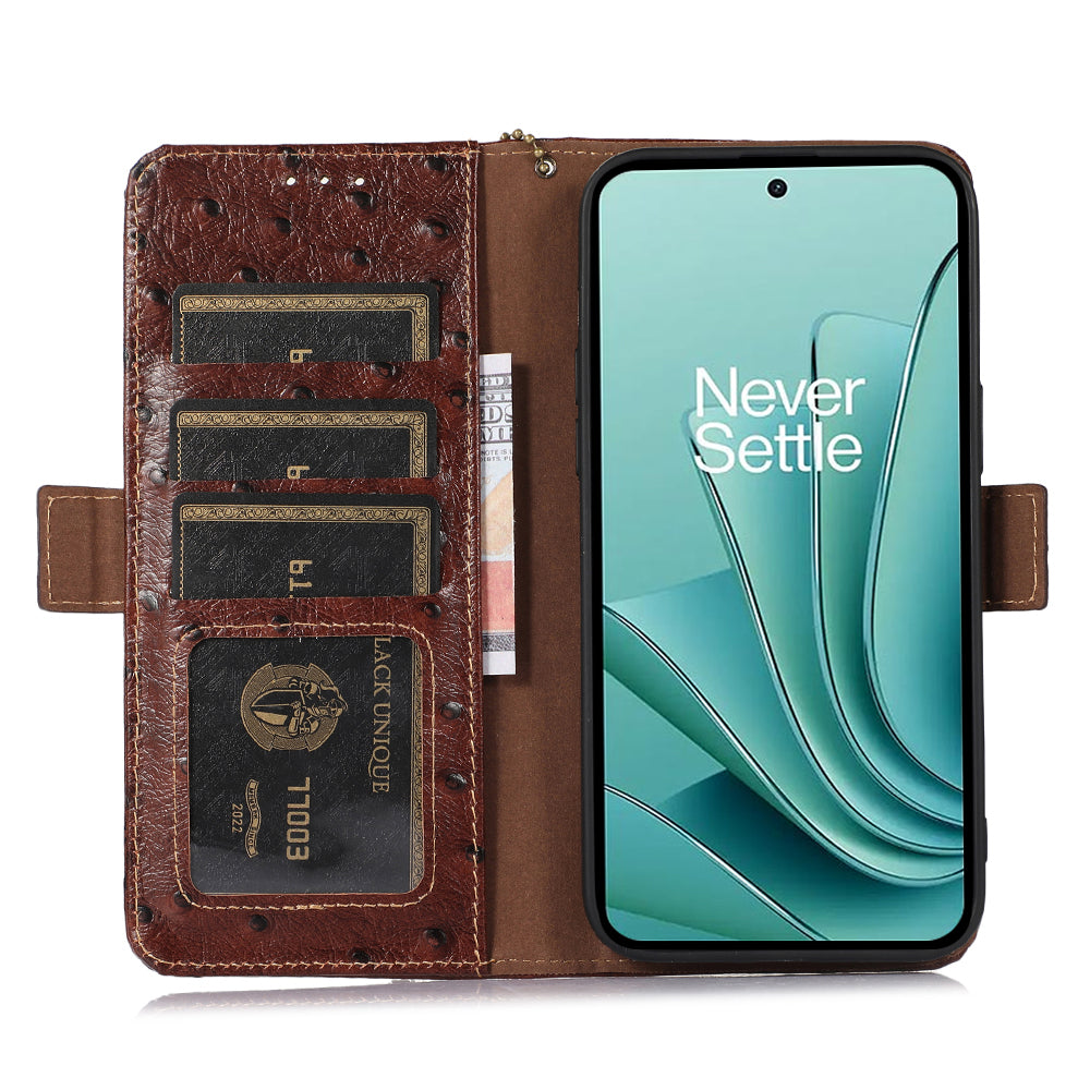 RFID Blocking Phone Case for OnePlus Ace 2 Pro 5G , Genuine Cow Leather Cover with Wallet Stand