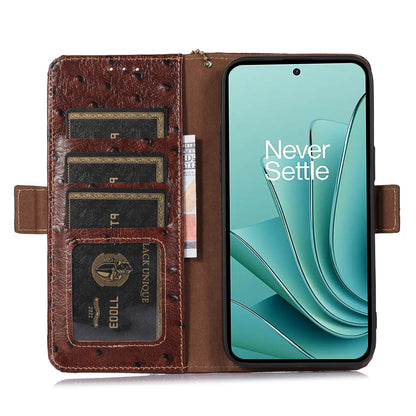 RFID Blocking Phone Case for OnePlus Ace 2 Pro 5G , Genuine Cow Leather Cover with Wallet Stand