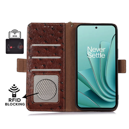RFID Blocking Phone Case for OnePlus Ace 2 Pro 5G , Genuine Cow Leather Cover with Wallet Stand