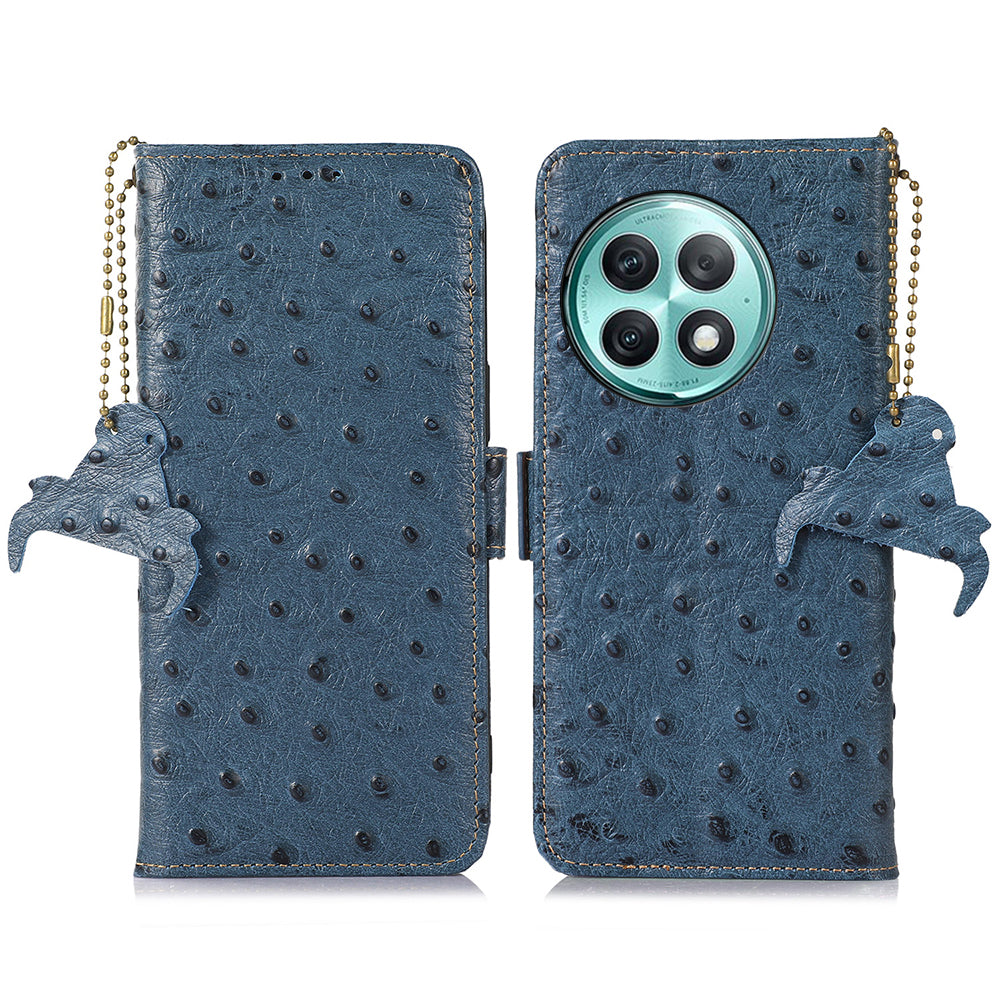 RFID Blocking Phone Case for OnePlus Ace 2 Pro 5G , Genuine Cow Leather Cover with Wallet Stand