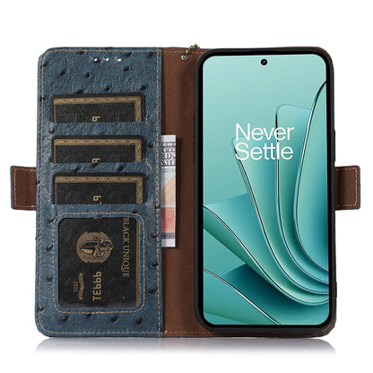 RFID Blocking Phone Case for OnePlus Ace 2 Pro 5G , Genuine Cow Leather Cover with Wallet Stand