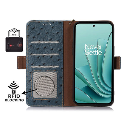 RFID Blocking Phone Case for OnePlus Ace 2 Pro 5G , Genuine Cow Leather Cover with Wallet Stand