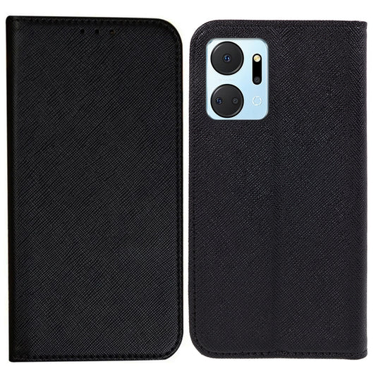 For Honor X7a 5G Shockproof PU Leather Wallet Case Cross Texture Magnetic Stand Phone Cover