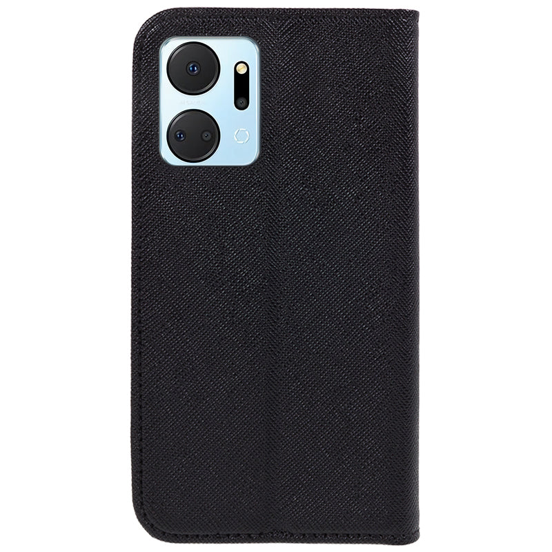 For Honor X7a 5G Shockproof PU Leather Wallet Case Cross Texture Magnetic Stand Phone Cover