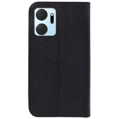 For Honor X7a 5G Shockproof PU Leather Wallet Case Cross Texture Magnetic Stand Phone Cover