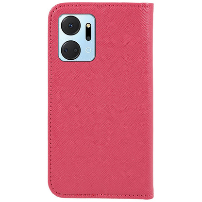 For Honor X7a 5G Shockproof PU Leather Wallet Case Cross Texture Magnetic Stand Phone Cover