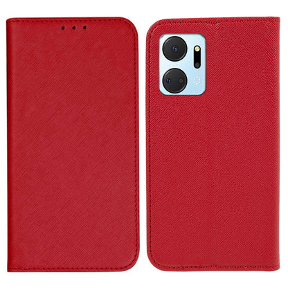For Honor X7a 5G Shockproof PU Leather Wallet Case Cross Texture Magnetic Stand Phone Cover