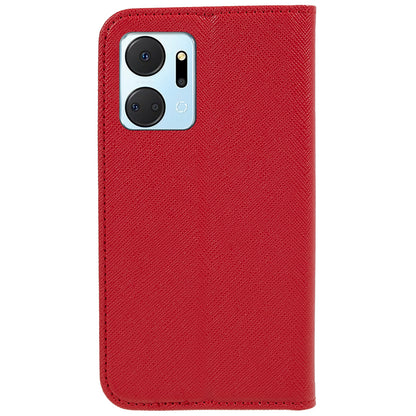 For Honor X7a 5G Shockproof PU Leather Wallet Case Cross Texture Magnetic Stand Phone Cover