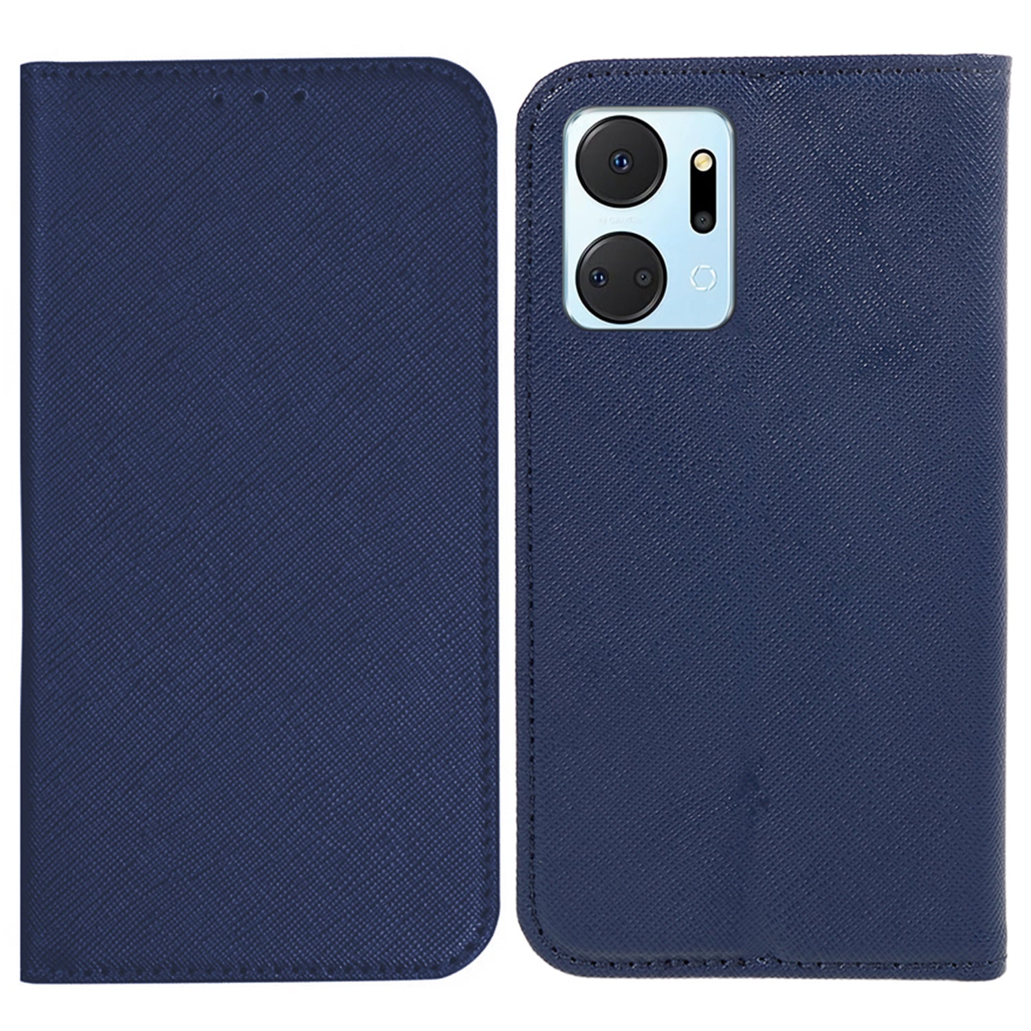 For Honor X7a 5G Shockproof PU Leather Wallet Case Cross Texture Magnetic Stand Phone Cover