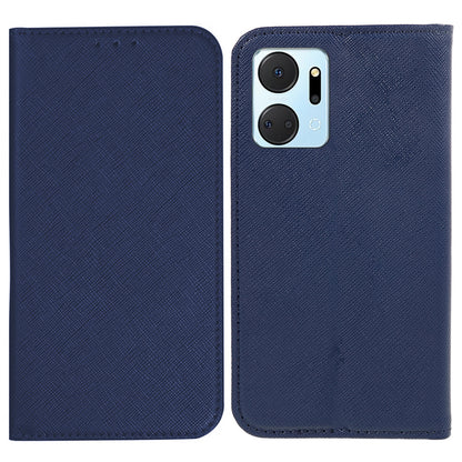 For Honor X7a 5G Shockproof PU Leather Wallet Case Cross Texture Magnetic Stand Phone Cover
