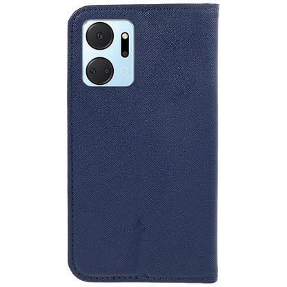 For Honor X7a 5G Shockproof PU Leather Wallet Case Cross Texture Magnetic Stand Phone Cover