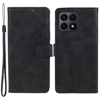 For Honor X8a 5G Calf Texture PU Leather Wallet Case Anti-Drop Stand Cell Phone Cover Shell