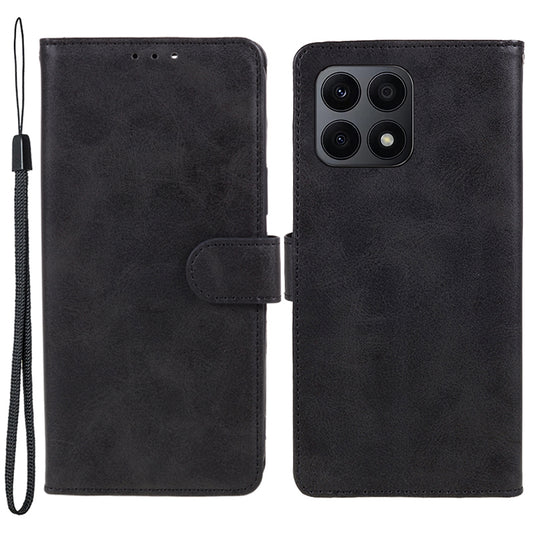 For Honor X8a 5G Calf Texture PU Leather Wallet Case Anti-Drop Stand Cell Phone Cover Shell