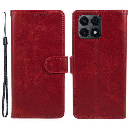 For Honor X8a 5G Calf Texture PU Leather Wallet Case Anti-Drop Stand Cell Phone Cover Shell