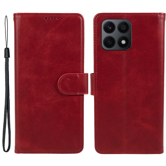 For Honor X8a 5G Calf Texture PU Leather Wallet Case Anti-Drop Stand Cell Phone Cover Shell