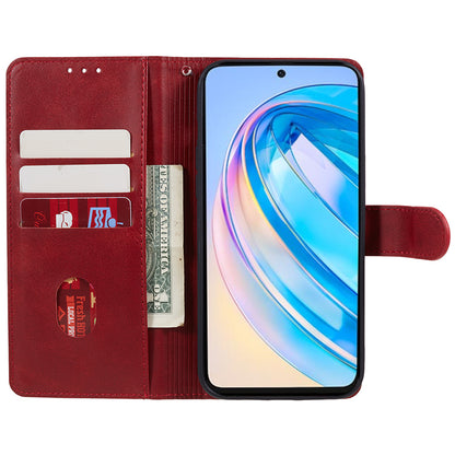 For Honor X8a 5G Calf Texture PU Leather Wallet Case Anti-Drop Stand Cell Phone Cover Shell