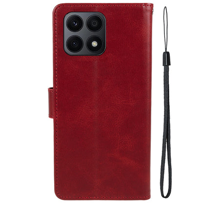 For Honor X8a 5G Calf Texture PU Leather Wallet Case Anti-Drop Stand Cell Phone Cover Shell