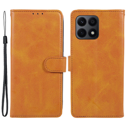 For Honor X8a 5G Calf Texture PU Leather Wallet Case Anti-Drop Stand Cell Phone Cover Shell