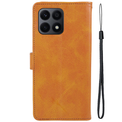 For Honor X8a 5G Calf Texture PU Leather Wallet Case Anti-Drop Stand Cell Phone Cover Shell