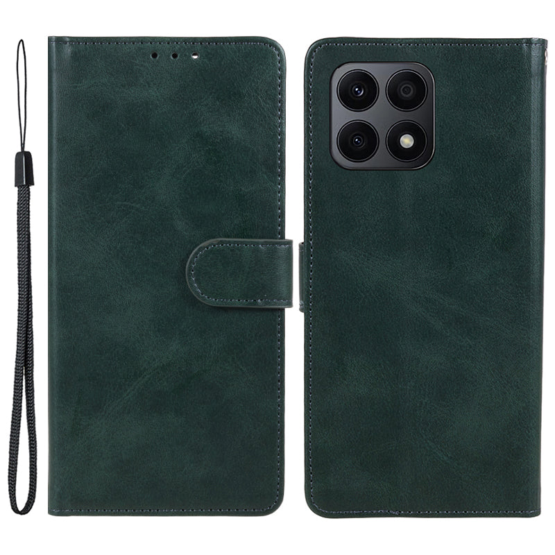 For Honor X8a 5G Calf Texture PU Leather Wallet Case Anti-Drop Stand Cell Phone Cover Shell