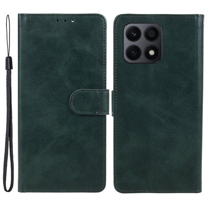 For Honor X8a 5G Calf Texture PU Leather Wallet Case Anti-Drop Stand Cell Phone Cover Shell