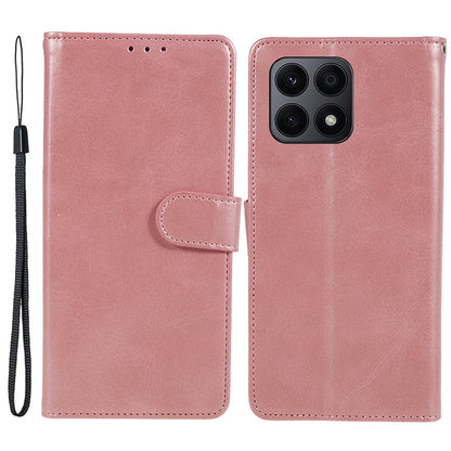 For Honor X8a 5G Calf Texture PU Leather Wallet Case Anti-Drop Stand Cell Phone Cover Shell