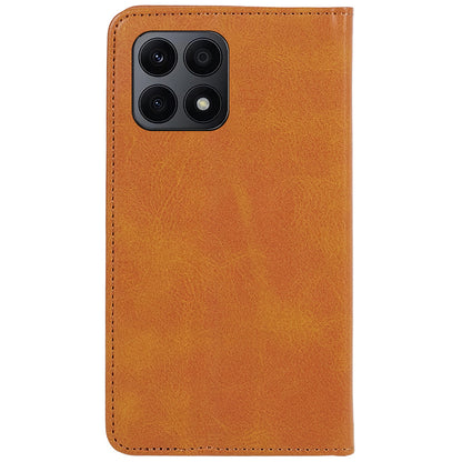 For Honor X8a 5G Business Style PU Leather Phone Case Calf Texture Magnetic Closing Stand Wallet Cover