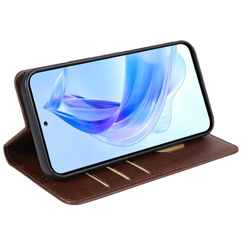 For Honor X8a 5G Business Style PU Leather Phone Case Calf Texture Magnetic Closing Stand Wallet Cover