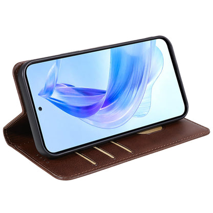 For Honor X8a 5G Business Style PU Leather Phone Case Calf Texture Magnetic Closing Stand Wallet Cover
