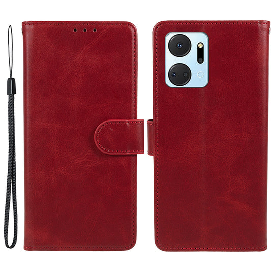 For Honor X7a 5G Slim-Fit Calf Texture Smartphone Case PU Leather Wallet Shell Stand Phone Cover