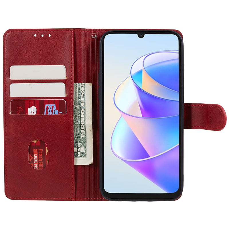 For Honor X7a 5G Slim-Fit Calf Texture Smartphone Case PU Leather Wallet Shell Stand Phone Cover