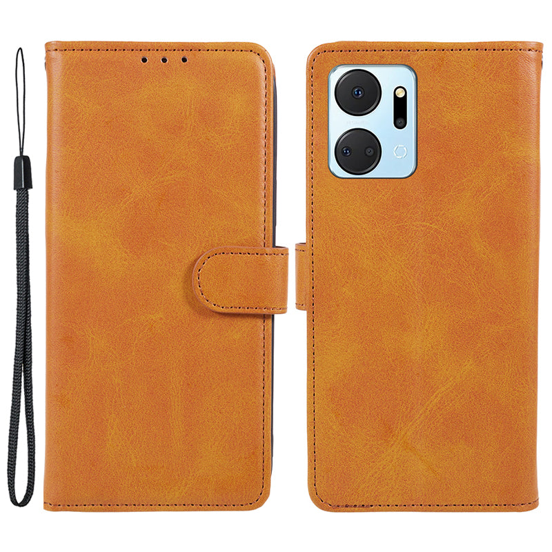 For Honor X7a 5G Slim-Fit Calf Texture Smartphone Case PU Leather Wallet Shell Stand Phone Cover