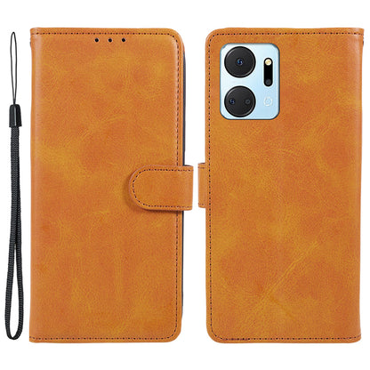 For Honor X7a 5G Slim-Fit Calf Texture Smartphone Case PU Leather Wallet Shell Stand Phone Cover