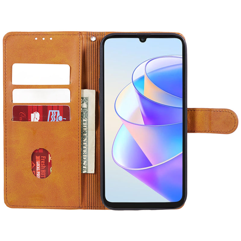 For Honor X7a 5G Slim-Fit Calf Texture Smartphone Case PU Leather Wallet Shell Stand Phone Cover