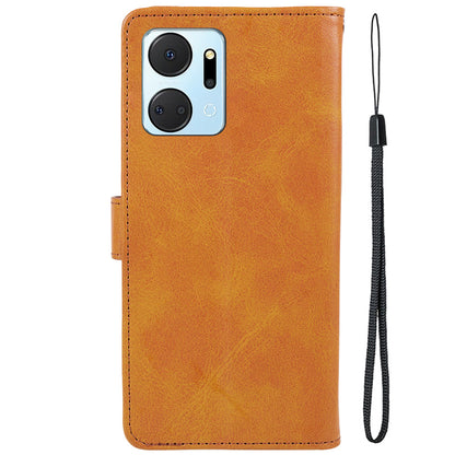 For Honor X7a 5G Slim-Fit Calf Texture Smartphone Case PU Leather Wallet Shell Stand Phone Cover