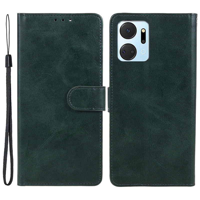 For Honor X7a 5G Slim-Fit Calf Texture Smartphone Case PU Leather Wallet Shell Stand Phone Cover