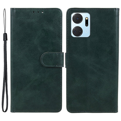 For Honor X7a 5G Slim-Fit Calf Texture Smartphone Case PU Leather Wallet Shell Stand Phone Cover